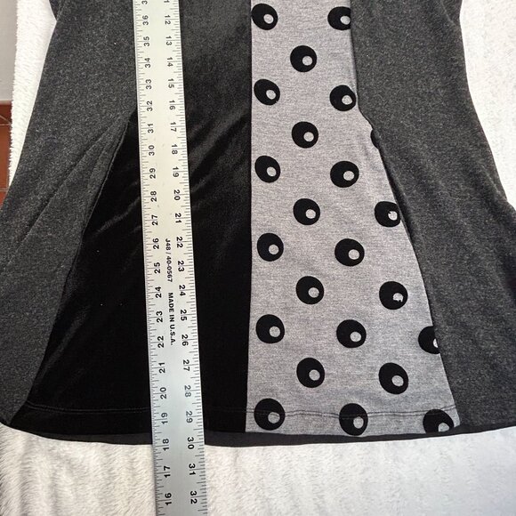 Alembika Womens Long Sleeve V-Neck Patchwork Tunic Top Blouse Size 2 Black Gray - Picture 8 of 8